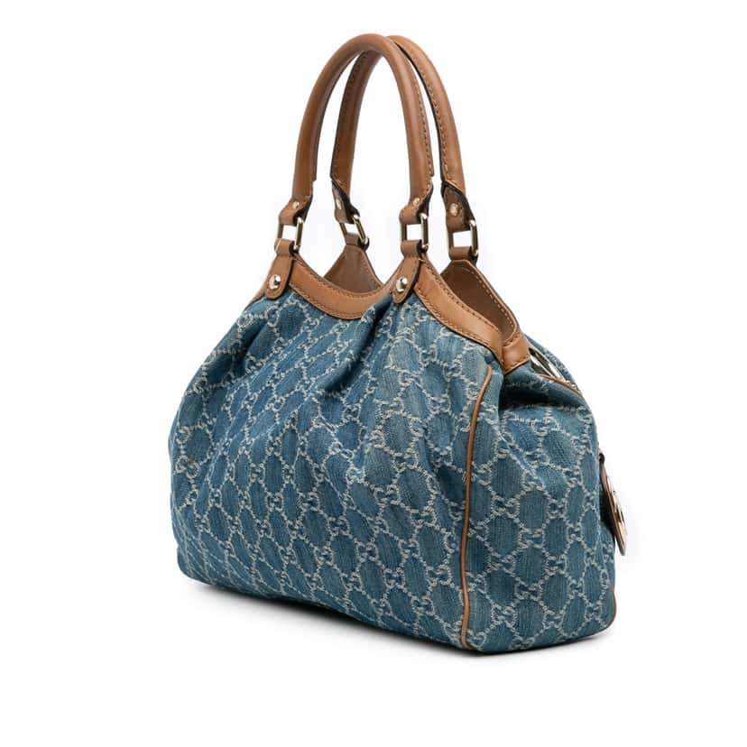 Gucci Medium GG Denim Sukey Tote Blue Denim Good condition - Back View