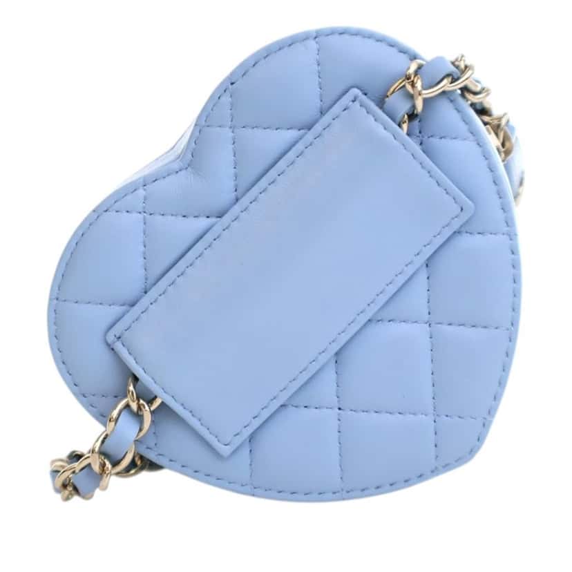 Chanel Mini Lambskin CC in Love Heart Belt Bag Blue Leather Good condition - Inside View