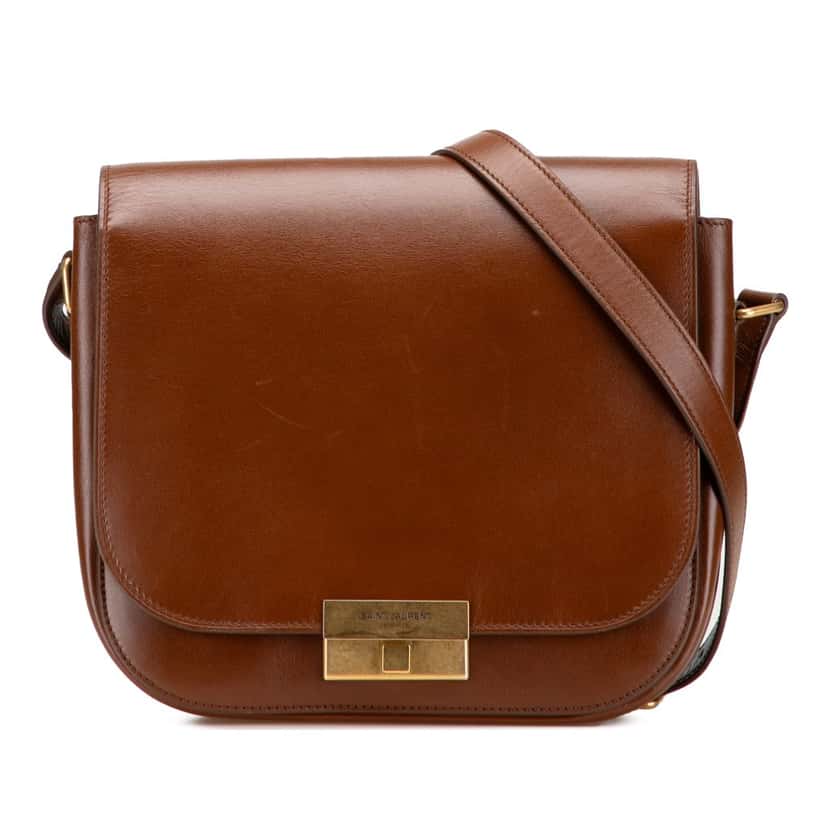 Saint Laurent Leather Betty Flap Pouch Bag Brown Leather Good condition - Front View