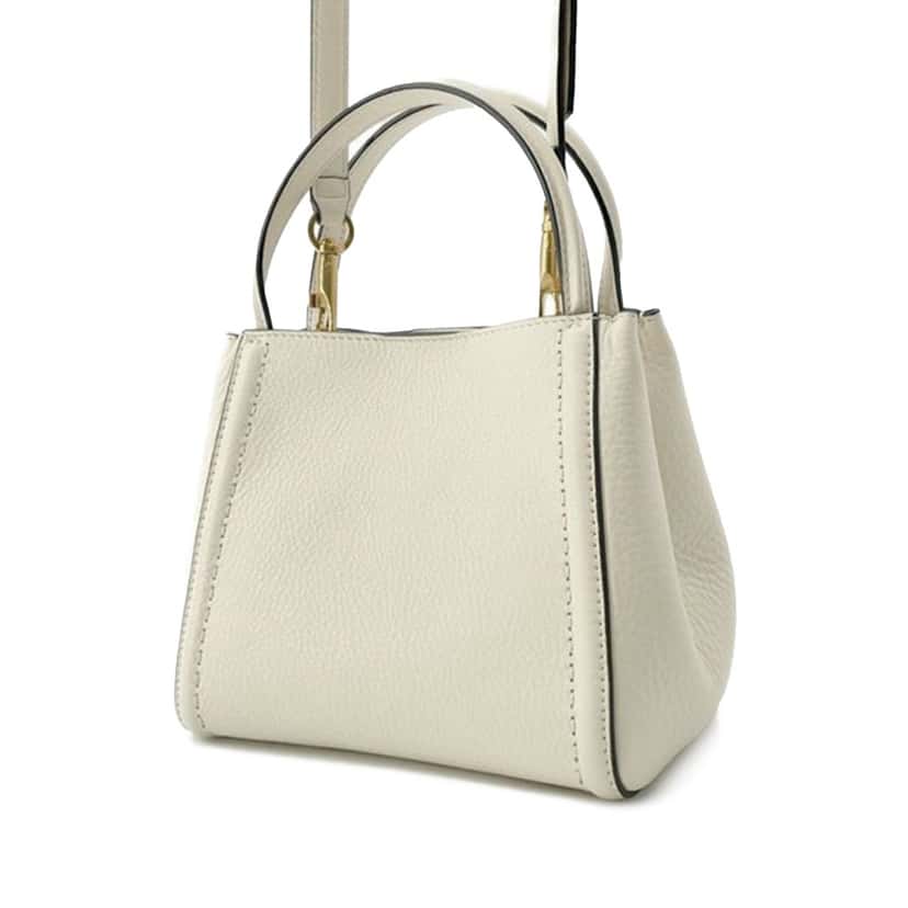 Valentino Small Grainy Calfskin Alltime Satchel White Leather Good condition - Back View