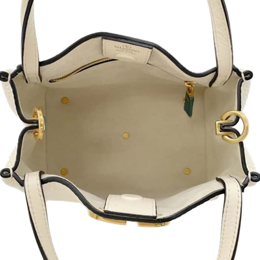 Valentino Small Grainy Calfskin Alltime Satchel White Leather Good condition - Model View