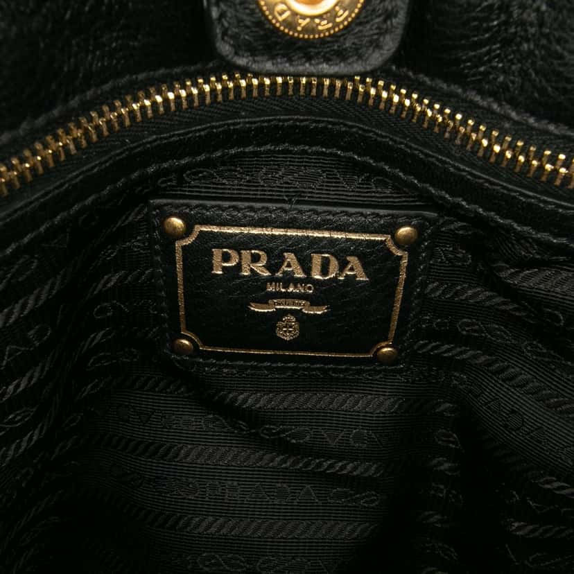 Prada Cervo Antik Satchel Black Leather Good condition - Box View