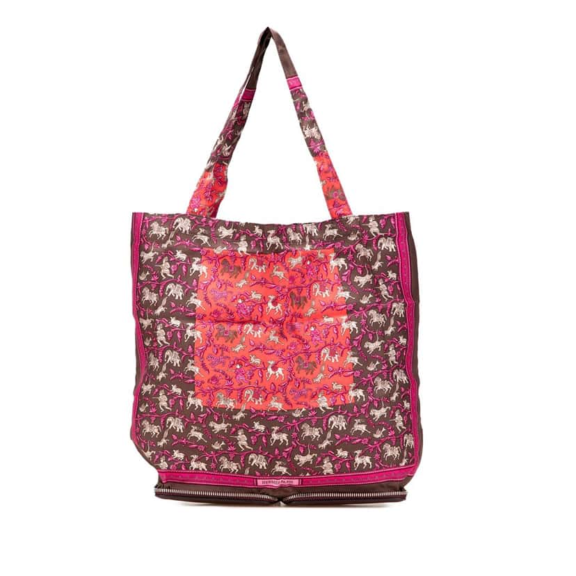 Hermès Chasse en Inde Silky Pop Tote Brown Silk Good condition - Front View