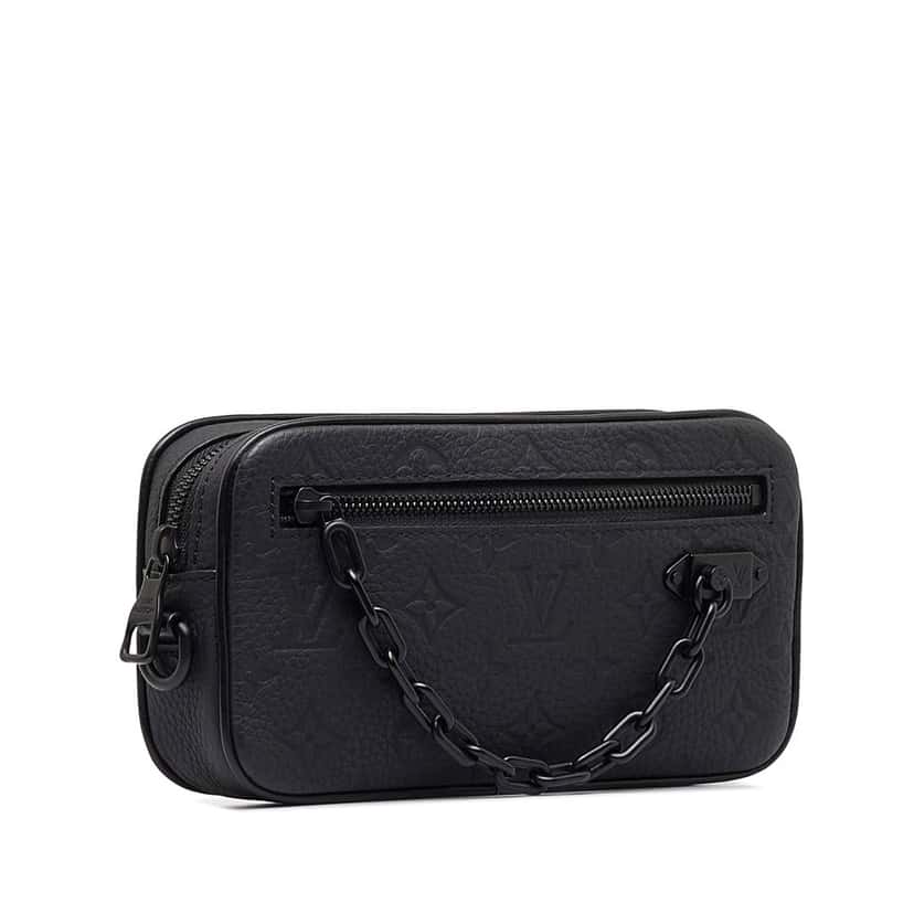 Louis Vuitton Monogram Taurillon Pochette Volga Grey Leather Good condition - Back View