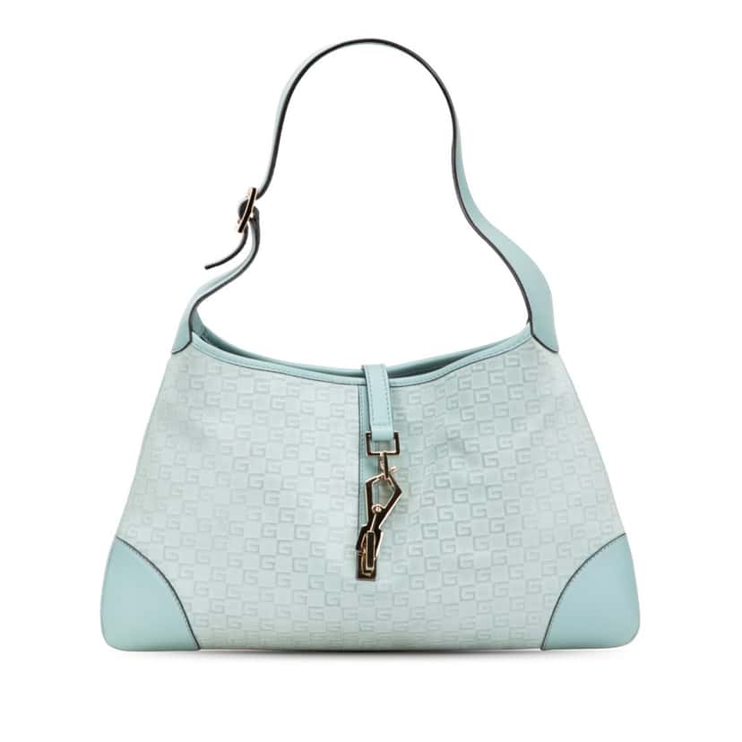 Gucci Square G Suede Jackie Hobo Blue Leather Good condition - Front View