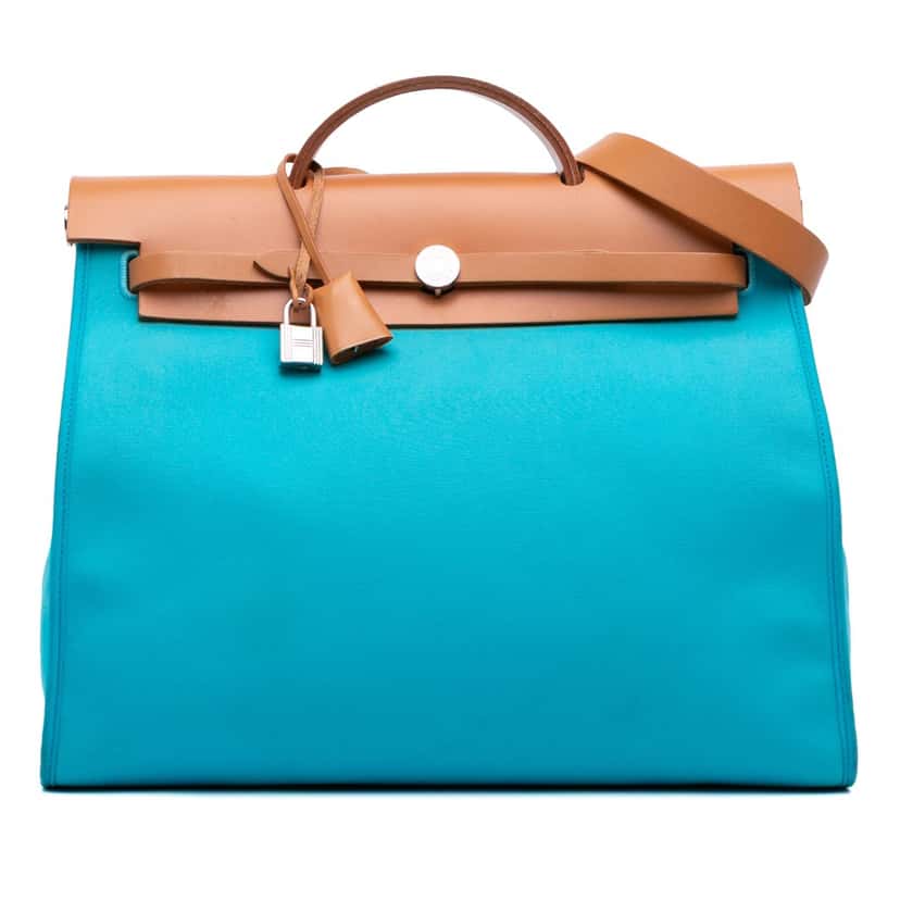 Hermès Toile Herbag Zip 39 Blue Canvas Good condition - Front View