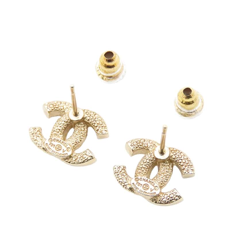 Chanel CC Gold Plated Crystal Earrings Gold Metal Good condition - Inside View