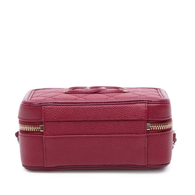 Chanel Small Caviar Filigree Vanity Case Red Leather Good condition - Inside View