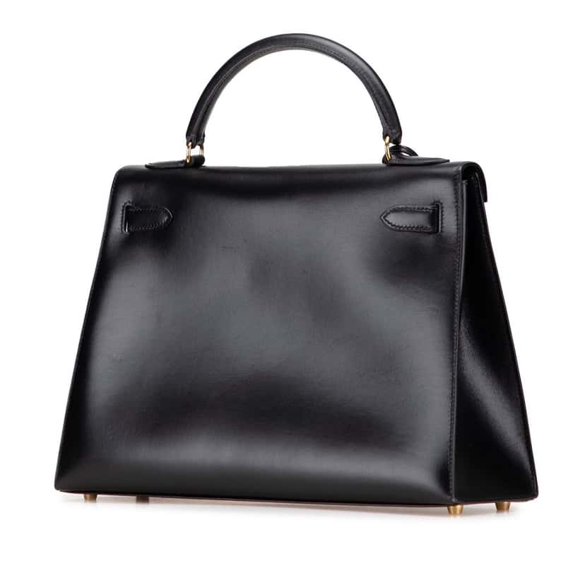 Hermès Box Calf Kelly Sellier 32 Black Leather Good condition - Back View