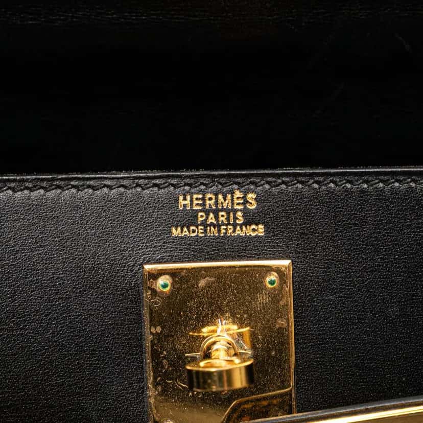 Hermès Box Calf Kelly Sellier 32 Black Leather Good condition - Box View