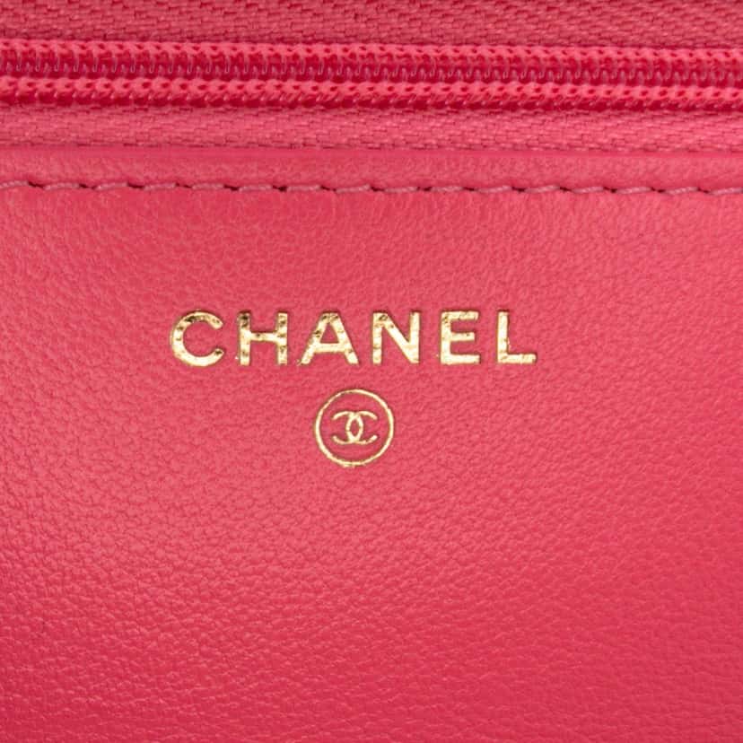 Chanel Quilted Lambskin Acrylic Coco Love Wallet on Chain Pink Leather Good condition - Box View