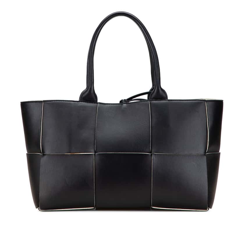 Bottega Veneta Small Nappa Maxi Intrecciato Arco Tote Black Leather Very good condition - Front View