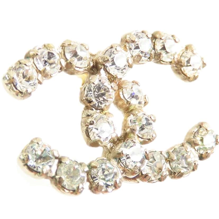 Chanel CC Gold Plated Rhinestones Push Back Earrings Gold Metal Good condition - Inside View