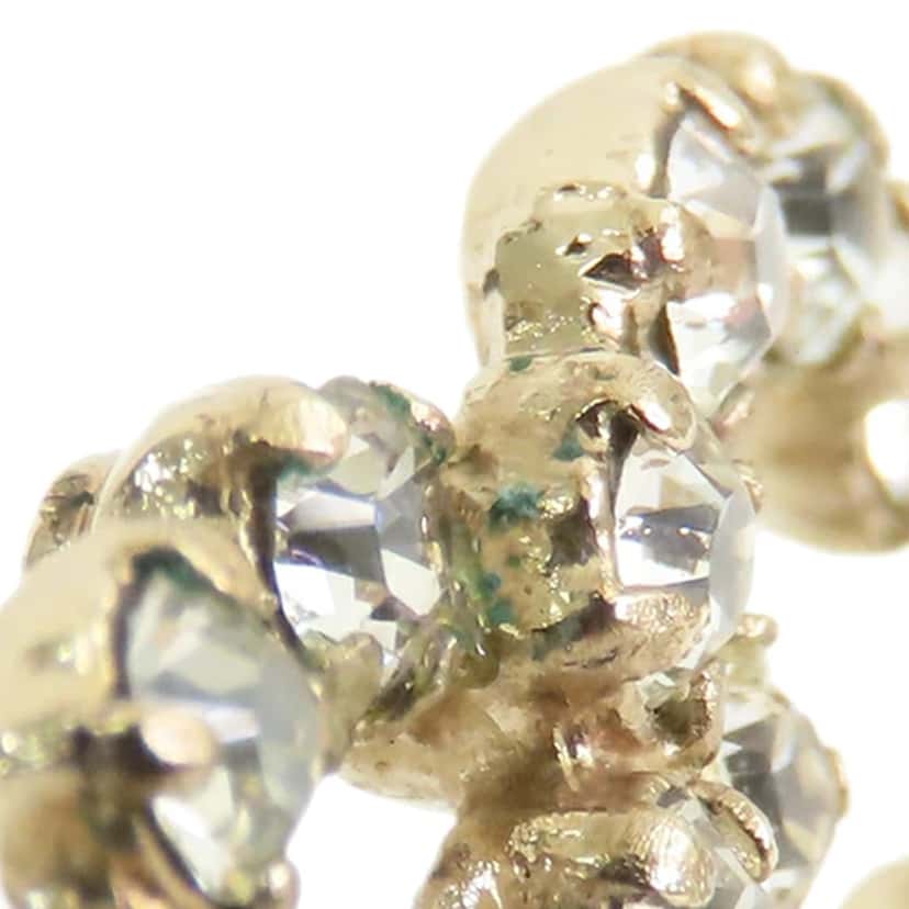 Chanel CC Gold Plated Rhinestones Push Back Earrings Gold Metal Good condition - Box View