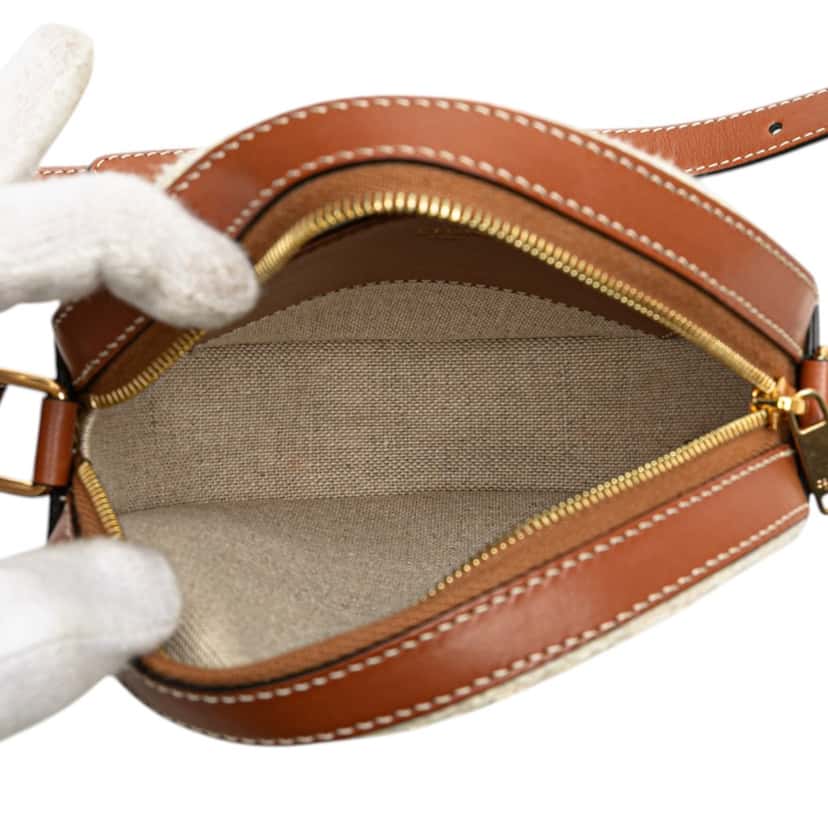 Celine Canvas Plein Soleil Round Purse on Strap Brown Canvas Good condition - Model View