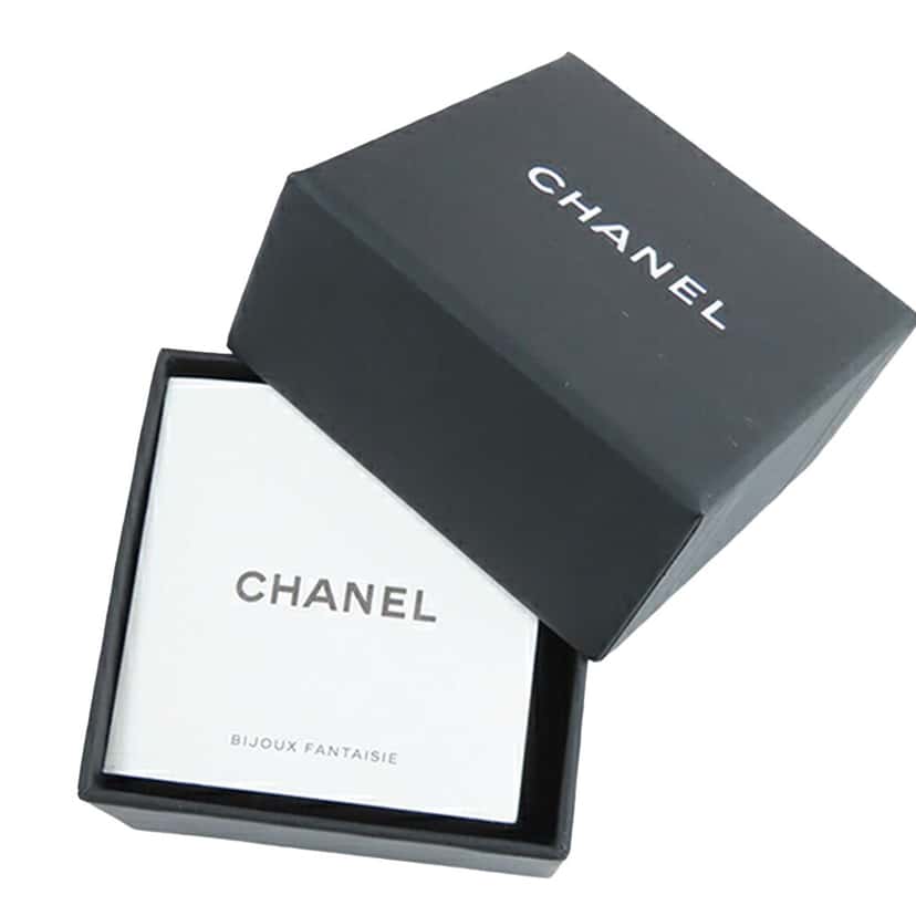 Chanel Silver Plated CC Rhinestones and Pearl Push Back Earrings Silver Silver Good condition - Box View