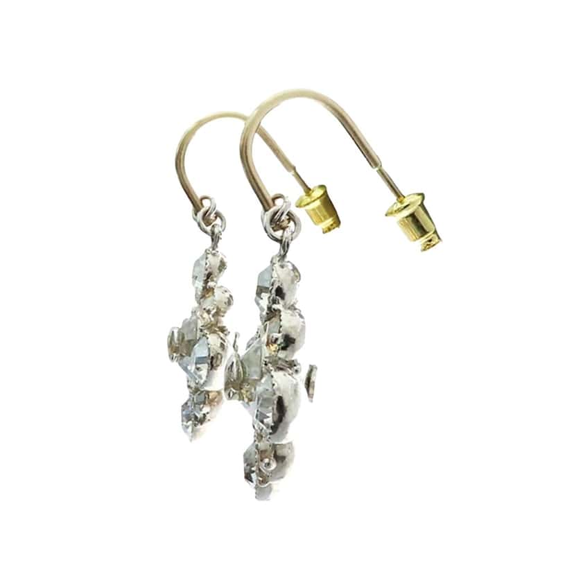 Chanel CC Silver Plated Crystal Dangle Earrings Silver Metal Good condition - Inside View