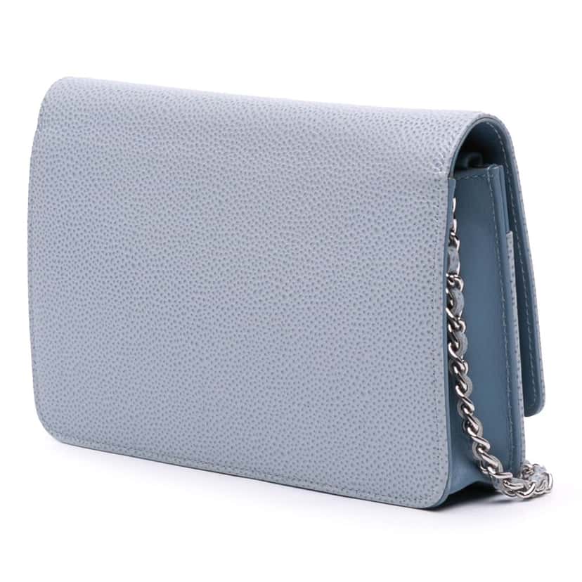 Chanel CC Caviar Wallet On Chain Blue Leather Good condition - Back View