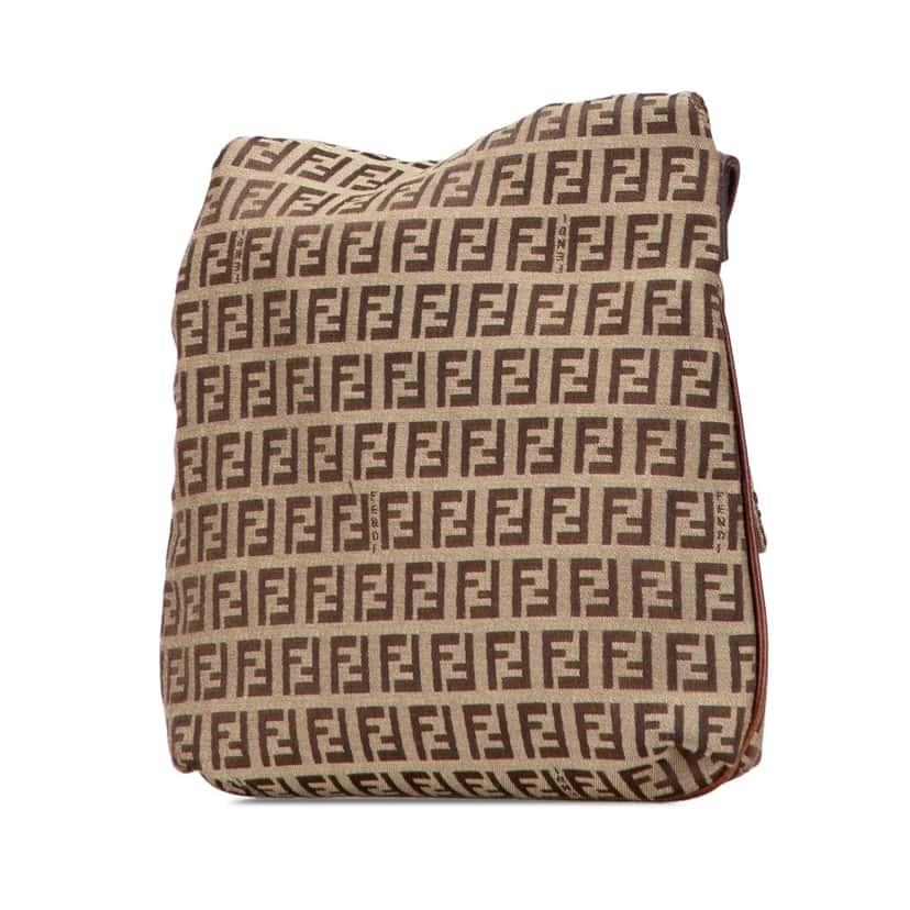 Fendi Zucchino Canvas Crossbody Brown Canvas Good condition - Back View