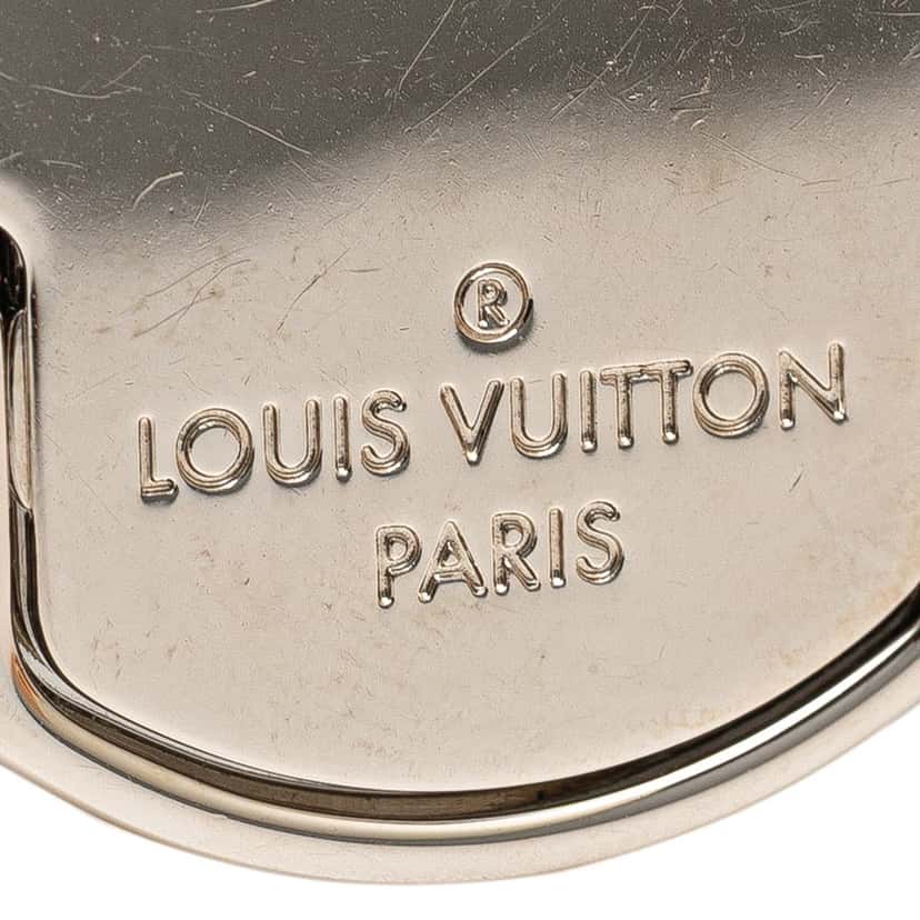 Louis Vuitton Monogram Eclipse Plate Necklace Silver Canvas Good condition - Back View