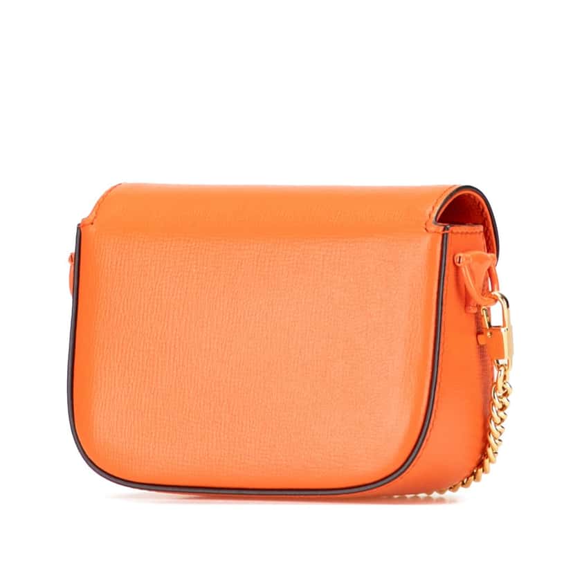 Gucci Mini Leather Horsebit 1955 Web Satchel Orange Leather Good condition - Back View
