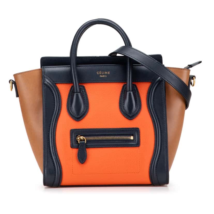 Celine Nano Tricolor Leather Luggage Tote Orange Leather Good condition - Front View