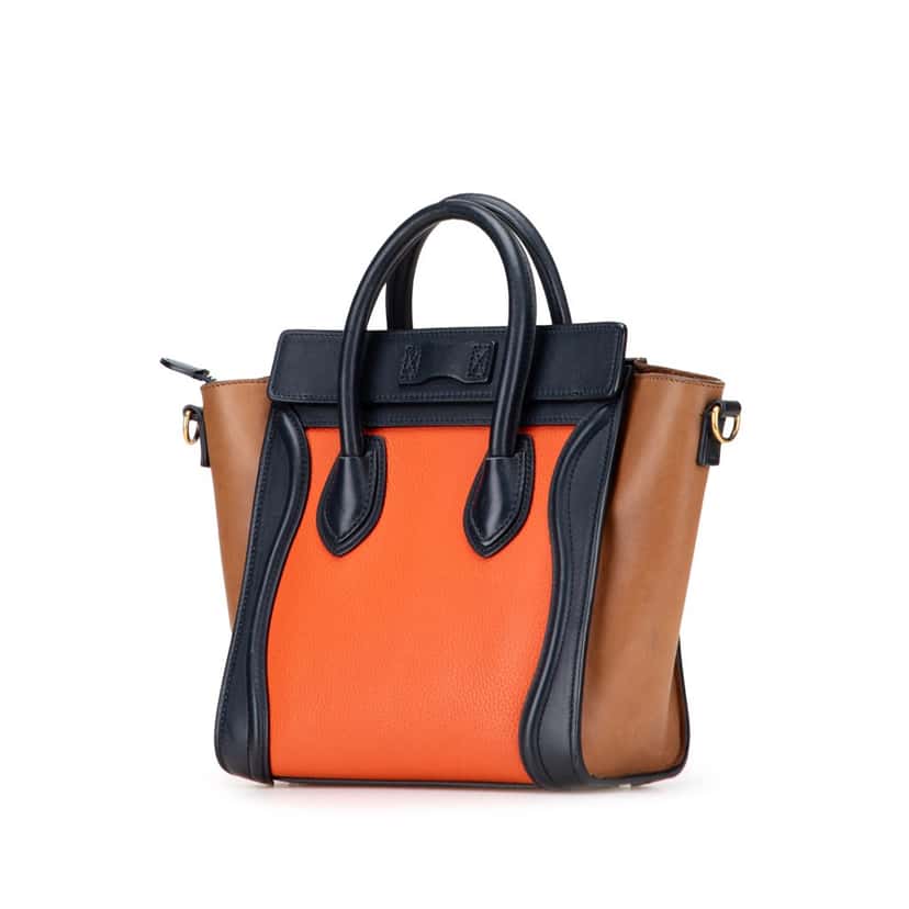 Celine Nano Tricolor Leather Luggage Tote Orange Leather Good condition - Back View