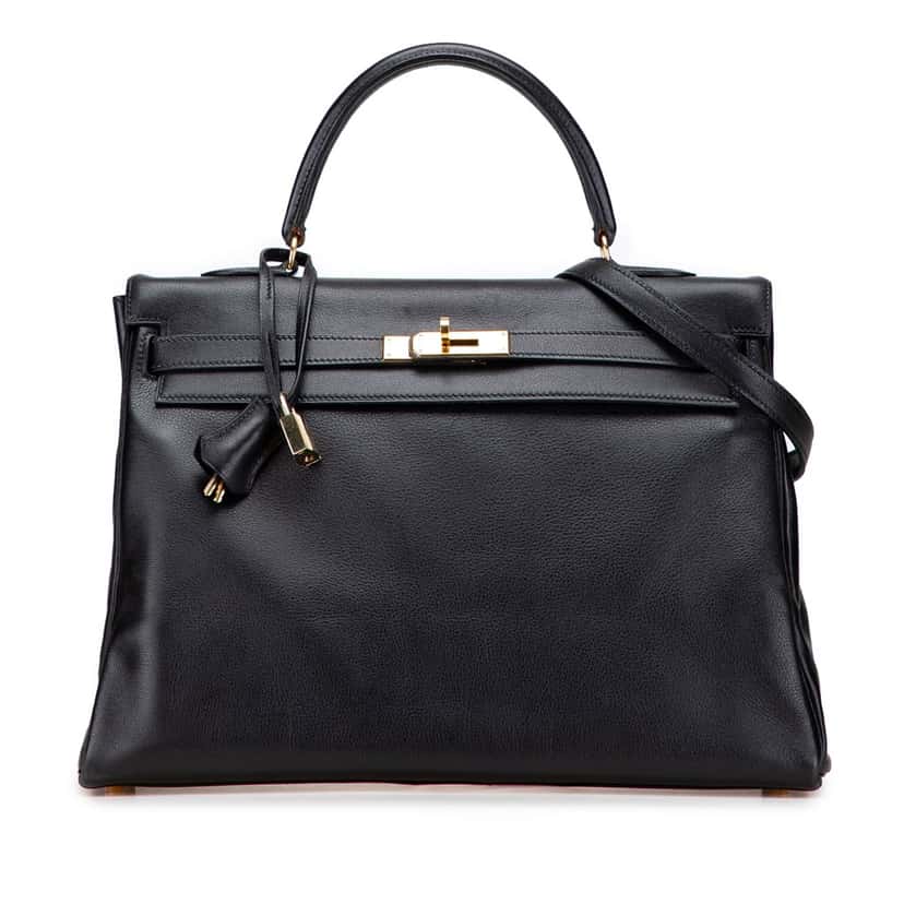 Hermès Gulliver Kelly Retourne 32 Black Leather Good condition - Front View