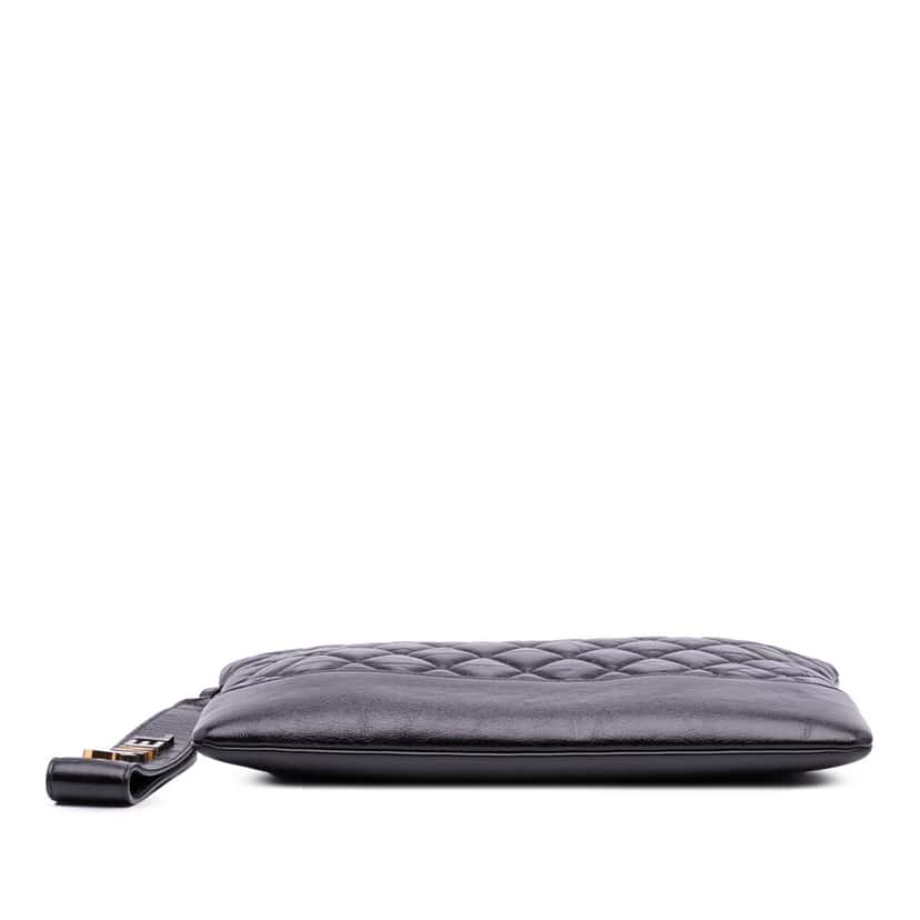 Chanel Medium Aged Calfskin Gabrielle O Case Clutch Black Leather Good condition - Inside View