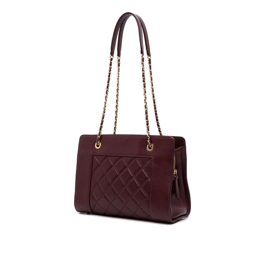 Chanel Small Sheepskin Mademoiselle Shopping Tote Red Leather Good condition - Back View