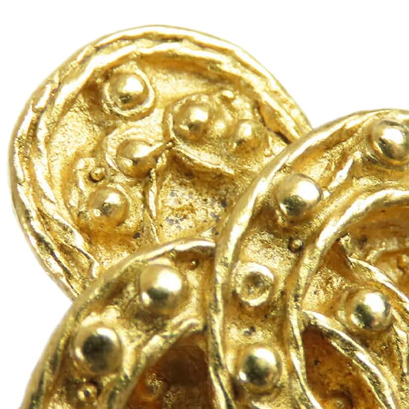 Chanel CC Gold Plated Cross Clip On Earrings Gold Metal Good condition - Box View