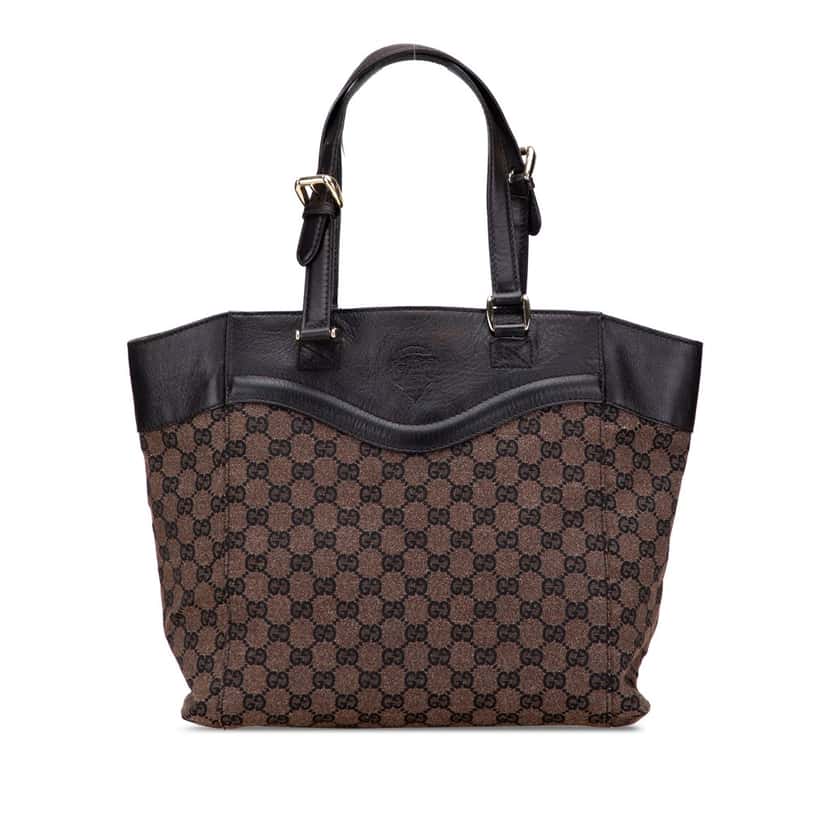 Gucci GG Canvas Crest Tote Brown Canvas Good condition - Front View