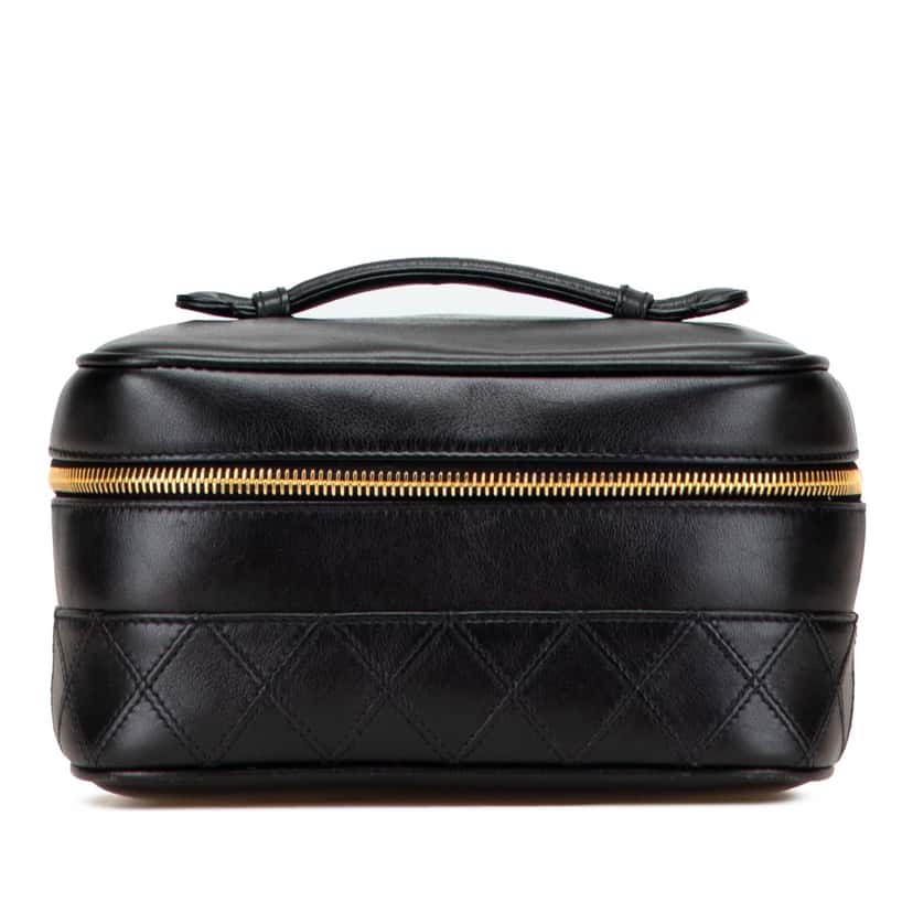 Chanel CC Quilted Lambskin Vanity Case Black Leather Good condition - Front View