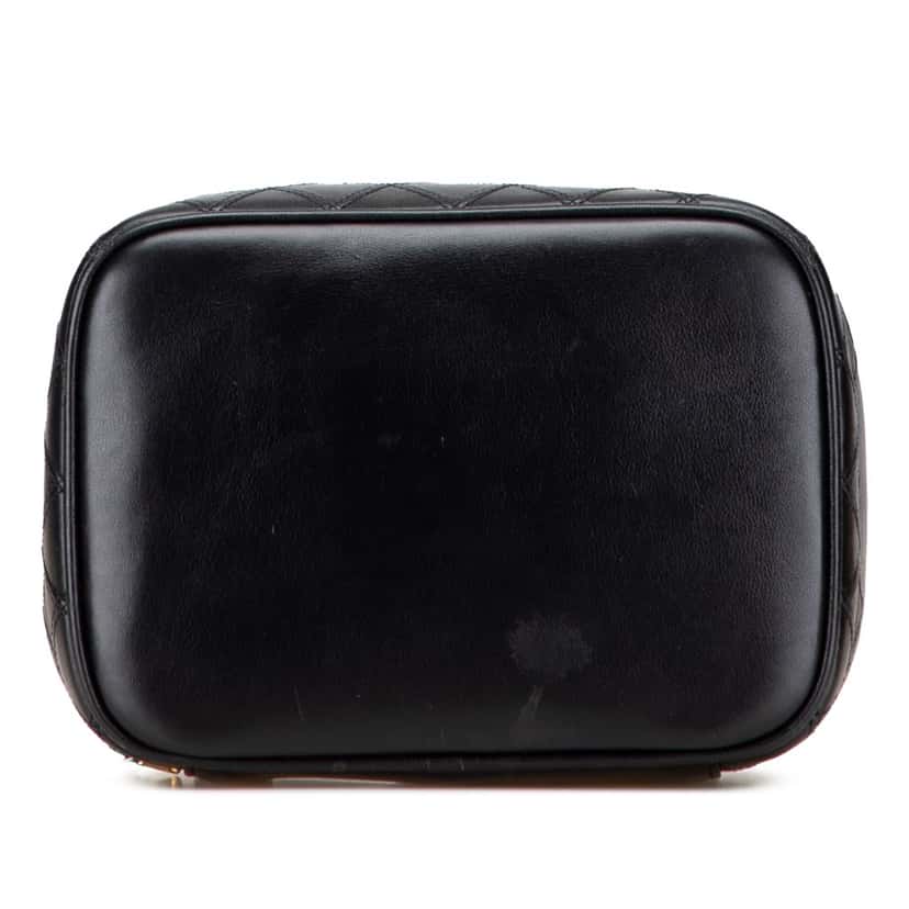 Chanel CC Quilted Lambskin Vanity Case Black Leather Good condition - Inside View