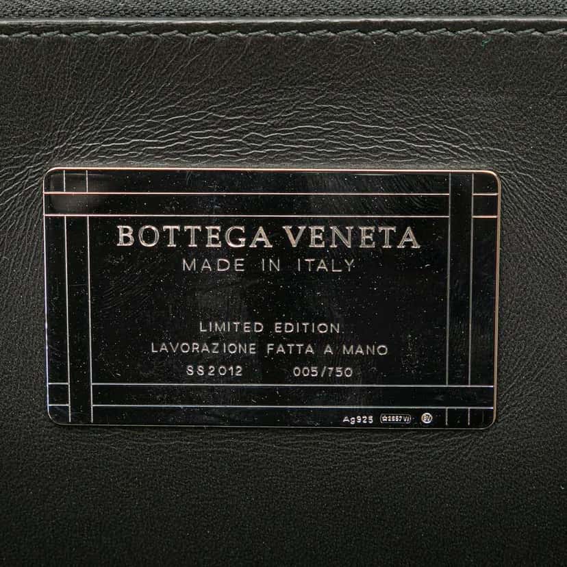 Bottega Veneta Medium Lambskin Intreccio Cabat Tote Black Leather Good condition - Box View