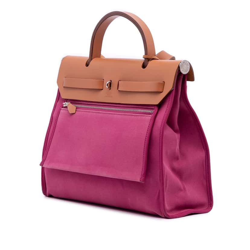 Hermès Toile Herbag Zip 31 Pink Canvas Good condition - Back View