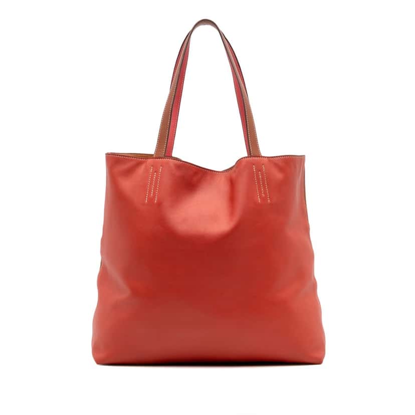 Hermès Multicolor Swift and Veau Sikkim Double Sens 28 Red Leather Good condition - Front View