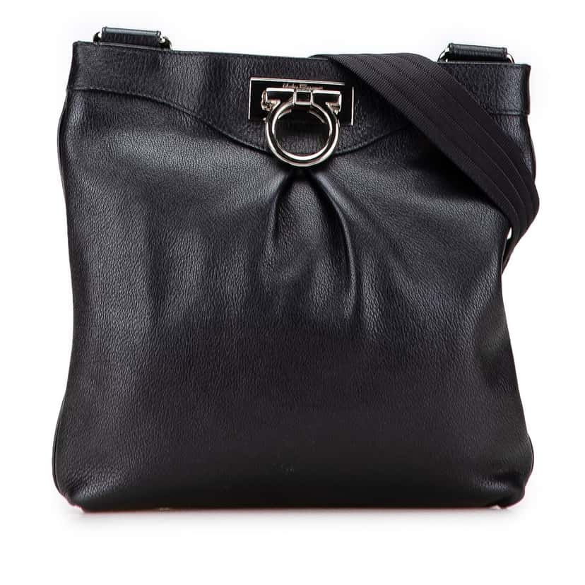 Salvatore Ferragamo Leather Gancini Crossbody Black Leather Good condition - Front View