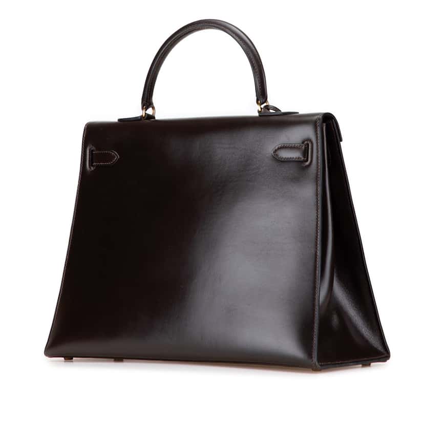 Hermès Box Calf Kelly Retourne 35 Brown Leather Good condition - Back View