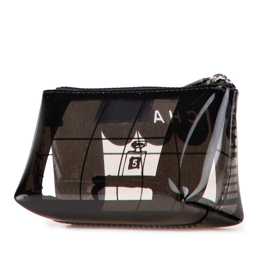 Chanel Vinyl Coco Window Cosmetic Pouch Black Good condition - Back View