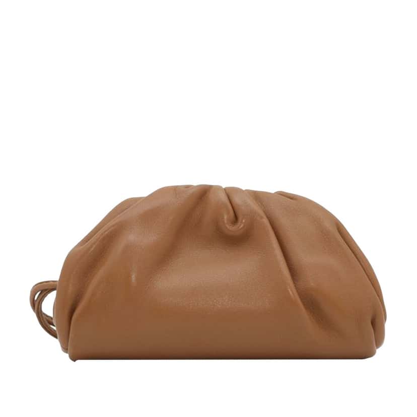 Bottega Veneta Lambskin The Extra Mini Pouch Crossbody Brown Leather Good condition - Front View