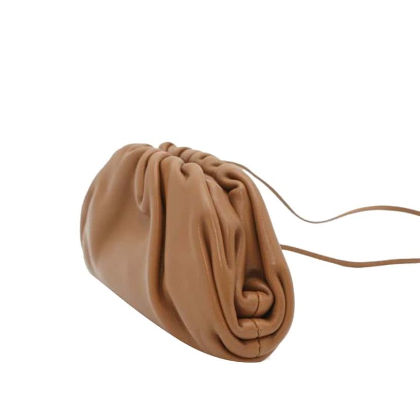 Bottega Veneta Lambskin The Extra Mini Pouch Crossbody Brown Leather Good condition - Back View