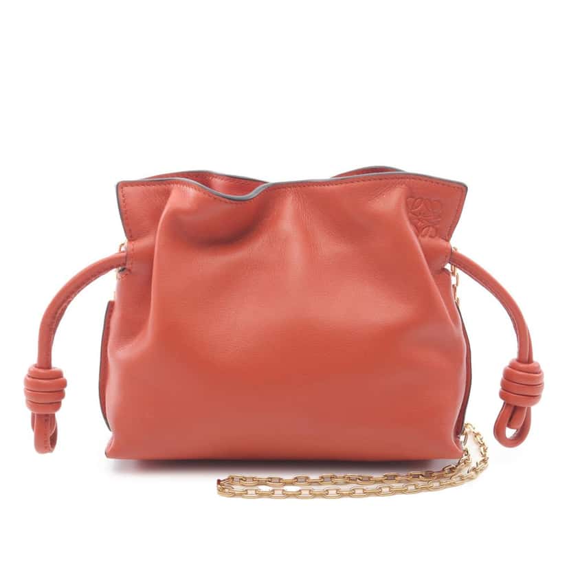 Loewe Nano Leather Flamenco Knot Chain Crossbody Red Leather Good condition - Front View