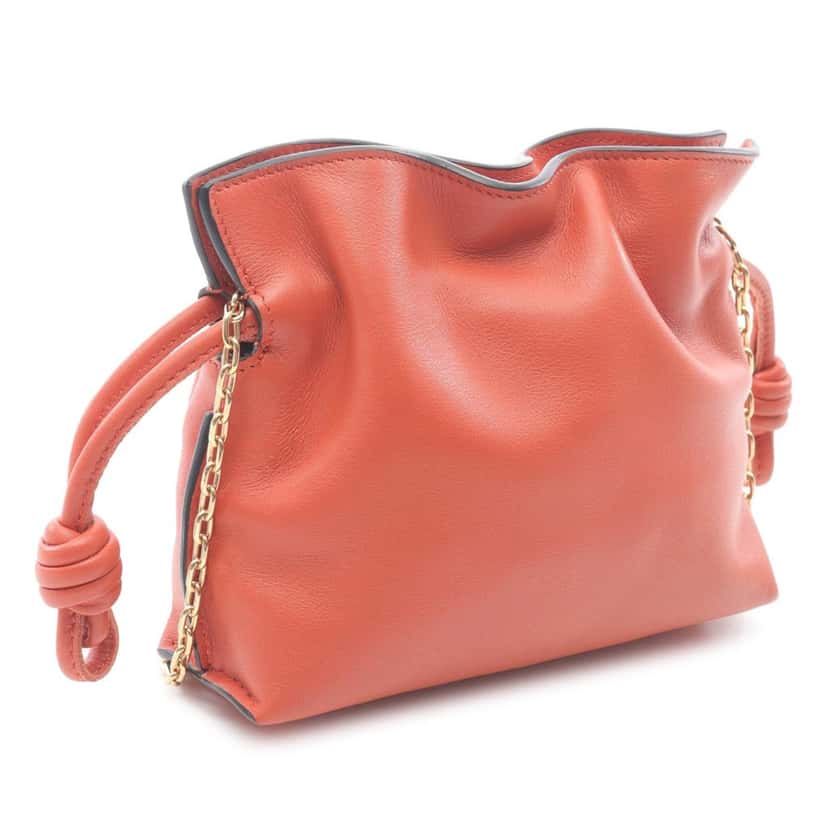 Loewe Nano Leather Flamenco Knot Chain Crossbody Red Leather Good condition - Back View