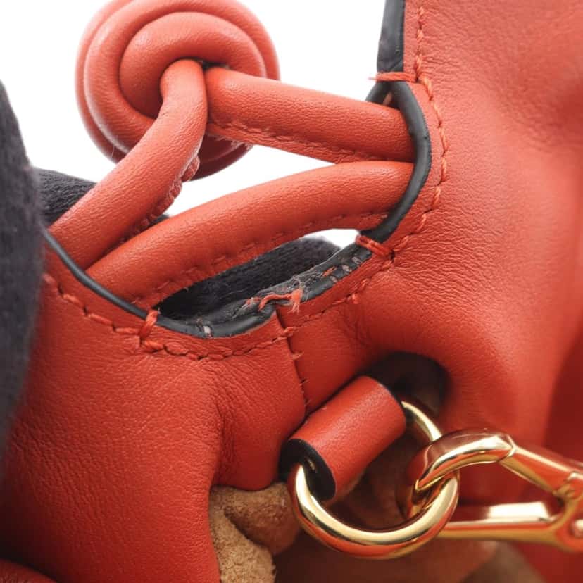 Loewe Nano Leather Flamenco Knot Chain Crossbody Red Leather Good condition - Model View