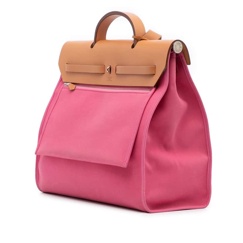 Hermès Toile Herbag Zip 39 Pink Canvas Good condition - Back View