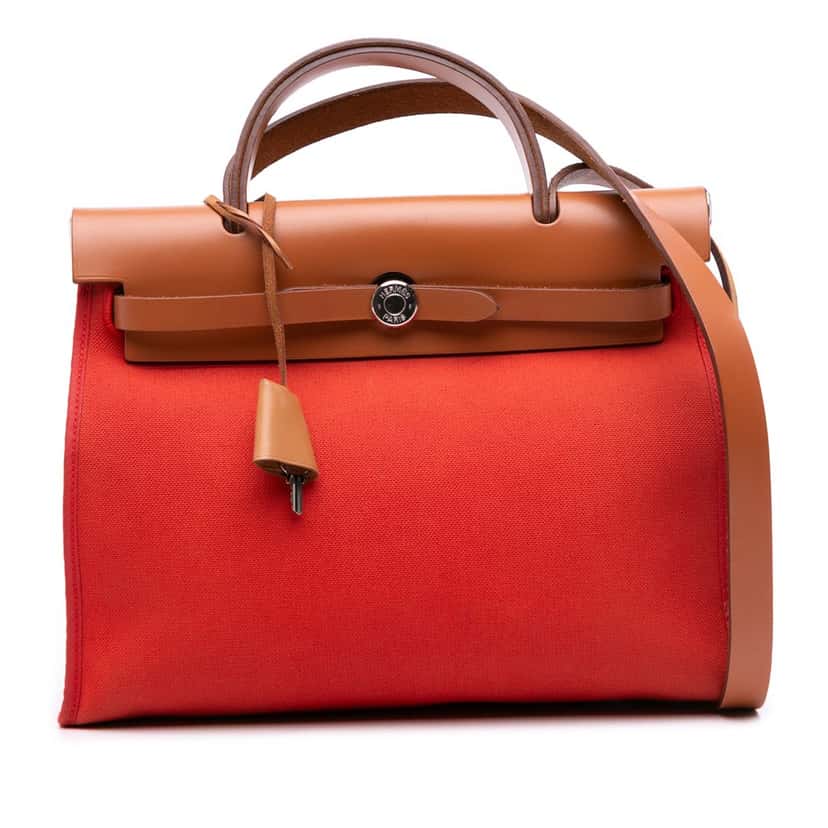 Hermès Toile Herbag Zip 31 Orange Canvas Good condition - Front View