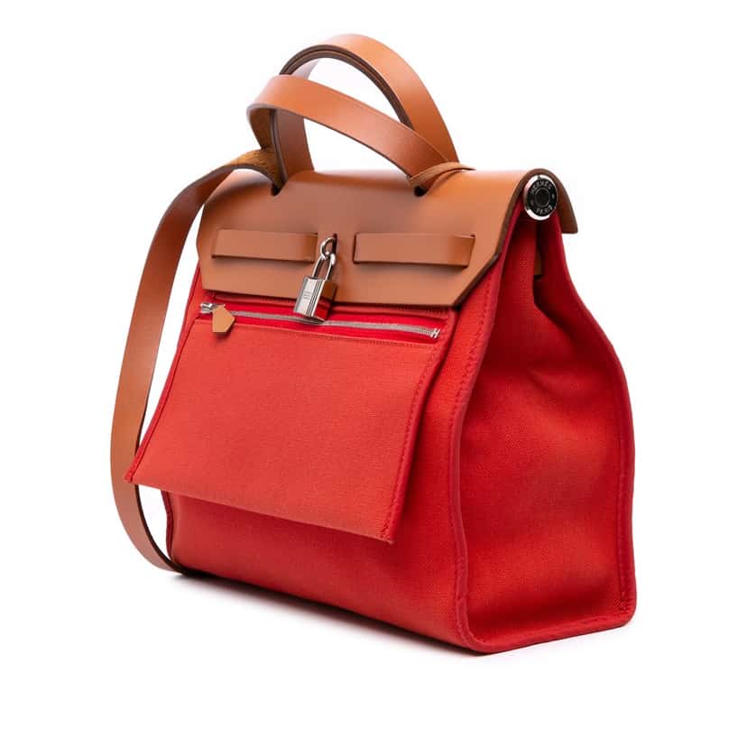 Hermès Toile Herbag Zip 31 Orange Canvas Good condition - Back View