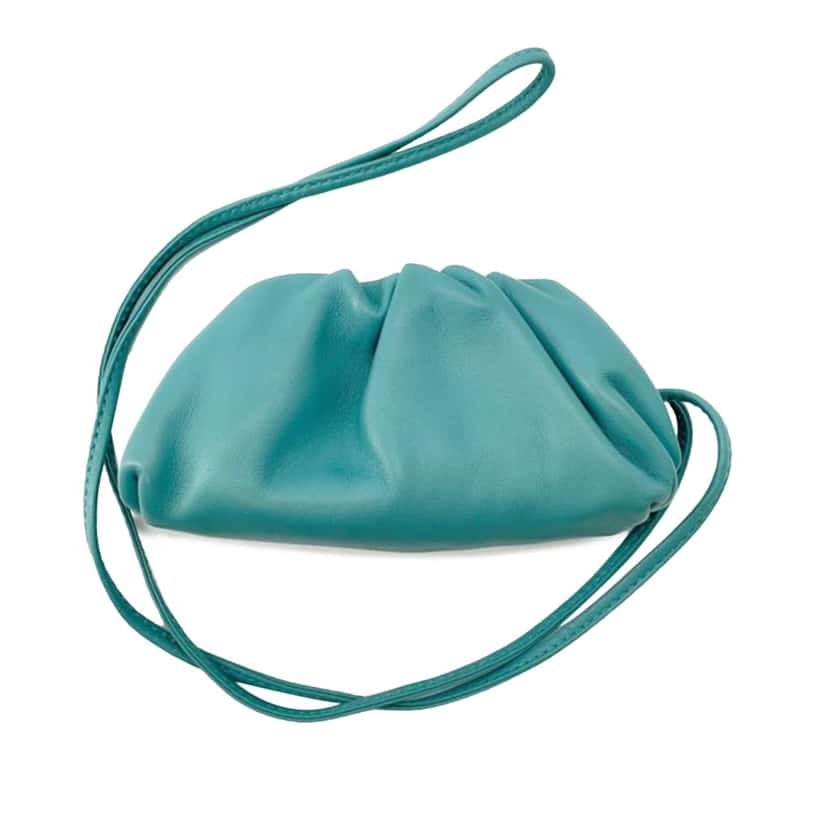 Bottega Veneta Lambskin The Extra Mini Pouch Crossbody Blue Leather Good condition - Front View