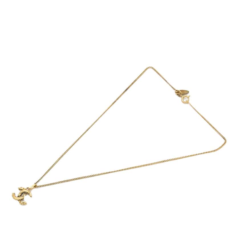 Chanel CC Gold Plated Pendant Necklace Gold Metal Good condition - Front View